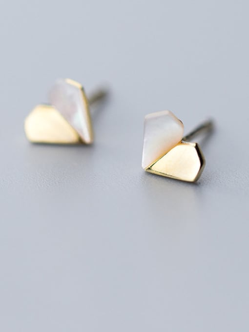 Rosh 925 Sterling Silver With Shell Simplistic Heart Stud Earrings 4