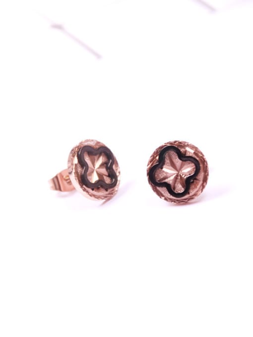 GROSE Flower-shape Rose Gold Plated Stud Earrings 1