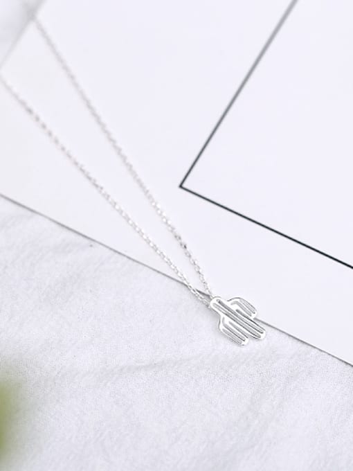 Peng Yuan Simple Tiny Cactus Silver Necklace 0