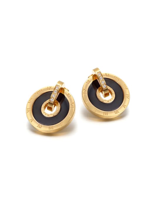 Gold European And American Female Black And White Shell Rose Gold Titanium stud Earring