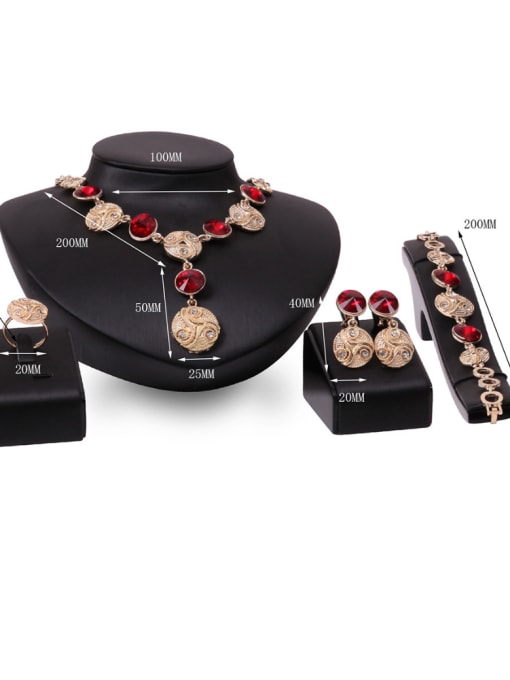 BESTIE Alloy Imitation-gold Plated Fashion Artificial Stones Round shaped Four Pieces Jewelry Set 2
