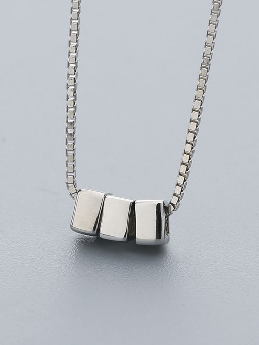 One Silver All-match Square Necklace 2