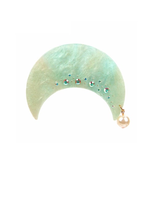 Fresh green Alloy With Platinum Plated Simplistic Cosmic Starry Sky  Moon Barrettes & Clips