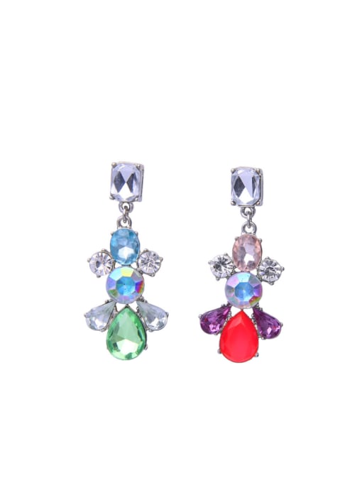 KM Flower Artificial Stones Alloy Drop Chandelier earring