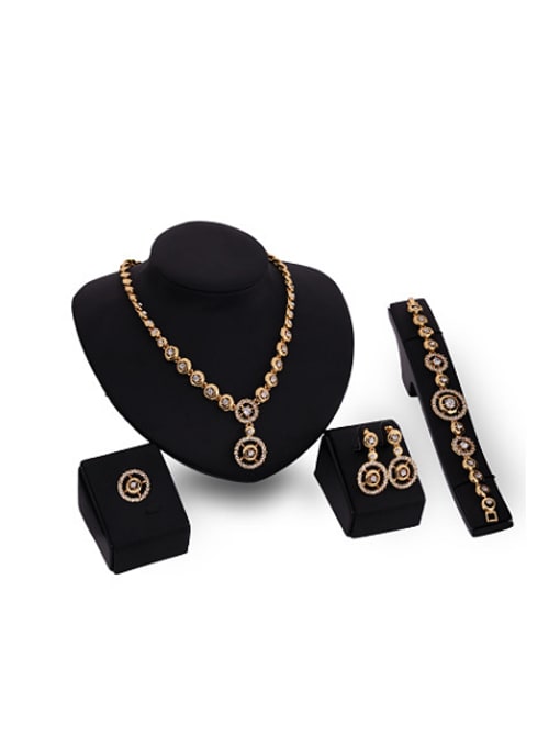 BESTIE Alloy Imitation-gold Plated Vintage style Rhinestones Round-shaped Four Pieces Jewelry Set 0