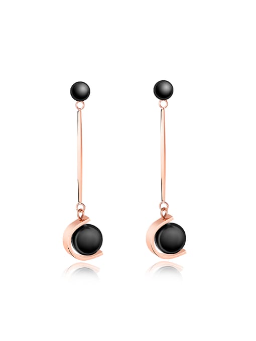 Black Fashion Artificial Pearls Rose Gold Plated Drop Earrings