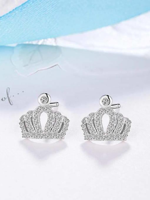 One Silver 925 Silver Crown Shaped cuff earring 0