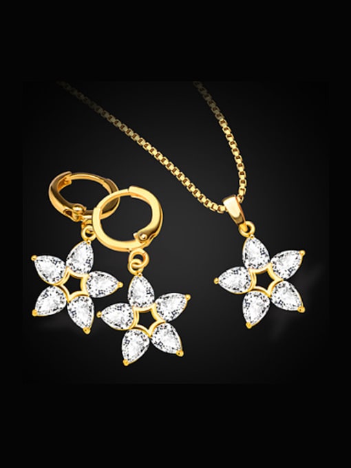 Days Lone 18K Fashion Five-pointed Star Zircon Two Pieces Jewelry Set 0
