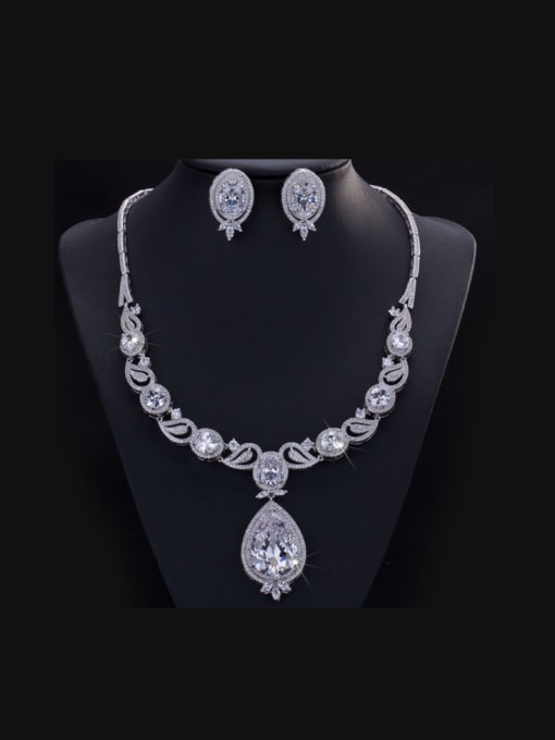 L.WIN Water Drop Wedding Accessories Two Pieces Jewelry Set 0