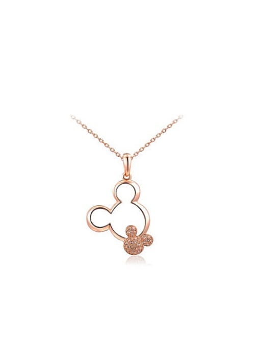 Rose Gold Trendy Mickey Mouse Shaped Crystal Necklace