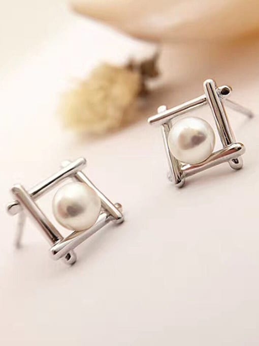 EVITA PERONI Fashion Square Freshwater Pearl stud Earring 0