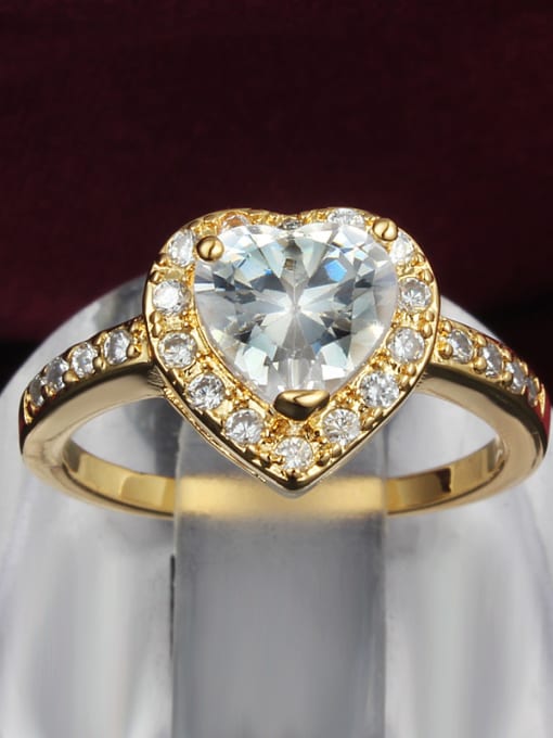 SANTIAGO Fashionable 18K Gold Heart Shaped Zircon Women Ring 1