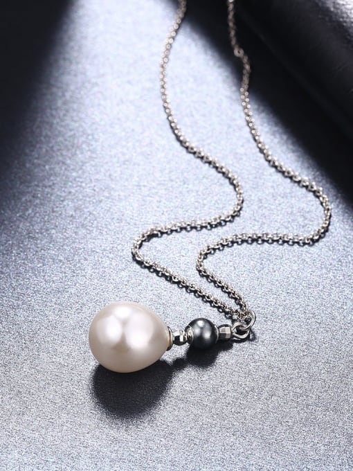 Platinum Women Exquisite Double Color Artificial Pearl Necklace