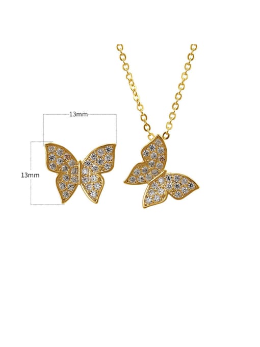 Mo Hai Copper With Cubic Zirconia Cute Butterfly Pendant Earrings And Necklaces  2 Piece Jewelry Set 3