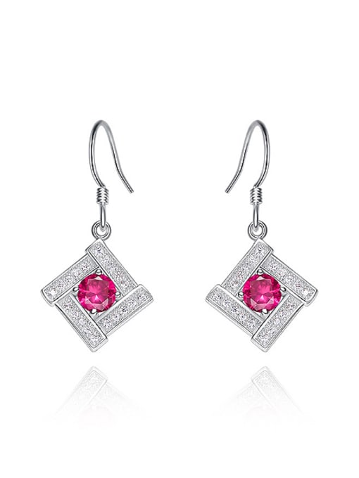 CEIDAI Fashion Shiny Zirconias Square 925 Silver Earrings 0