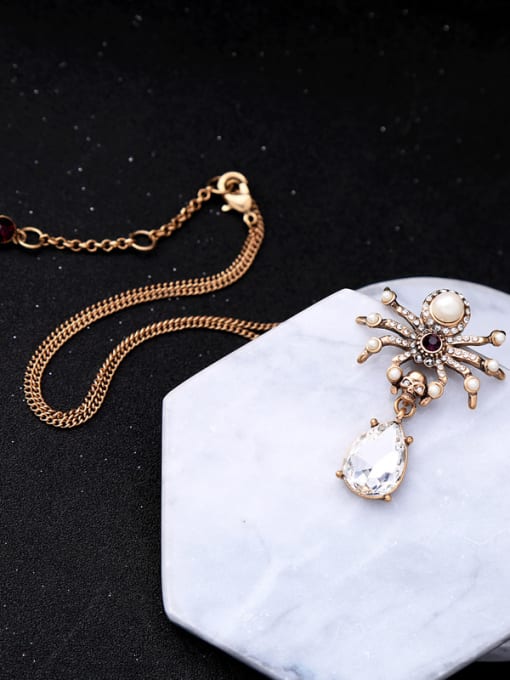 KM Artificial Pearl Water Drop Pendant Insect Necklace 2