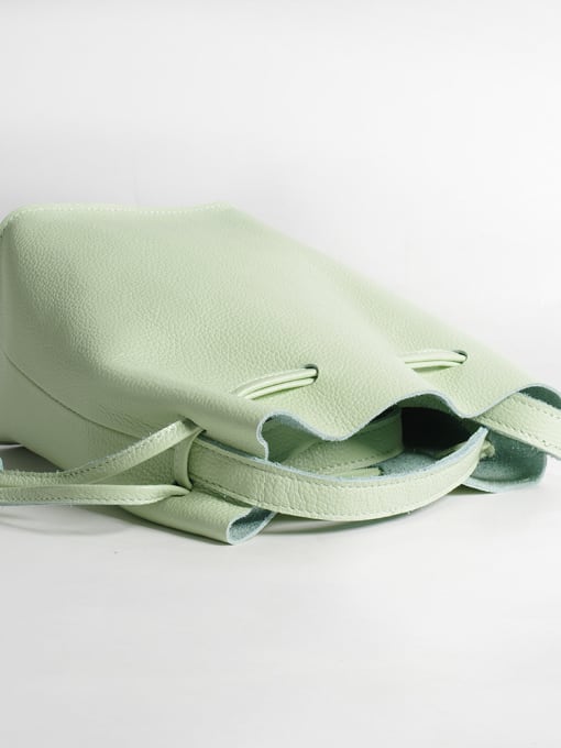Light green First layer cowhide  belt bucket bag multi-color optional