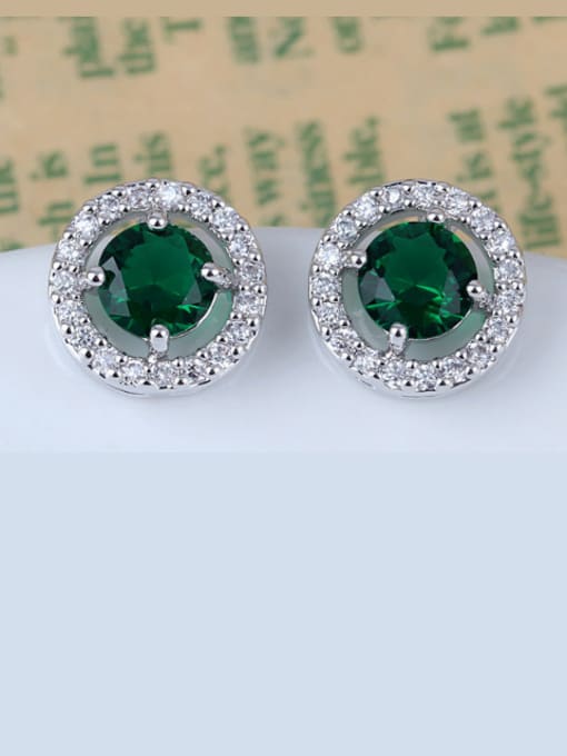 Green Europe And The United States  Anti-allergic Disc Zircon Cluster earring