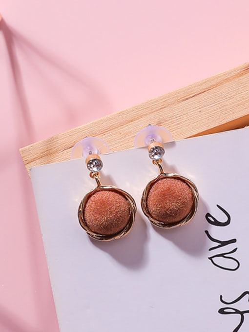 A9336 Brown Alloy With Gold Plated Romantic Round Stud Earrings