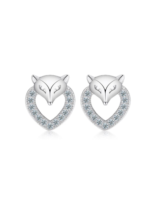 kwan Silver Lovely Fox Unisex Stud Earrings 0