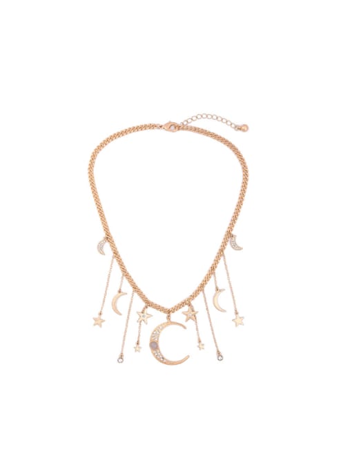 KM Simple Alloy Star Moon Short Necklace 0