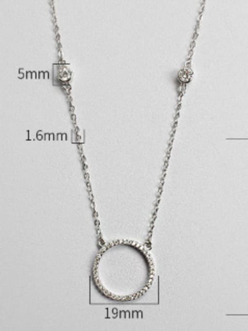 DAKA Simple Hollow Round Tiny Cubic Zirconias Silver Necklace 3
