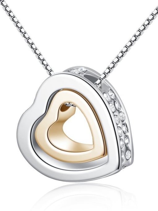 RANSSI Fashion Double Hollow Heart Zirconias Alloy Necklace 0