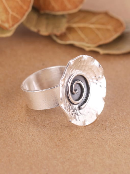 Peng Yuan Ethnic Round Handmade Silver Ring 1