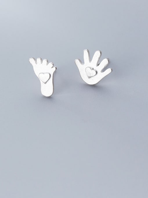 Rosh 925 Sterling Silver With Platinum Plated Simplistic   Love  Heart Hands And Feet Stud Earrings 0