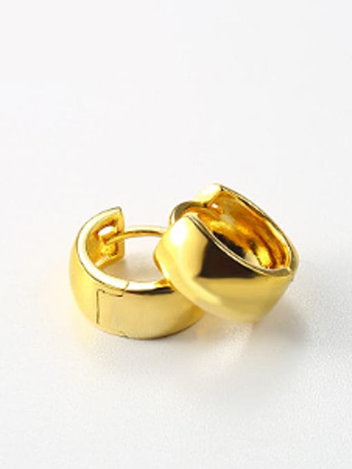 B Simple Smooth Gold Plated Clip Earrings