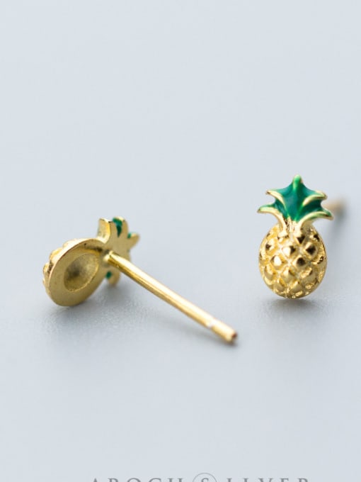 Rosh Personality Cute golden fruit Pineapple S925 Silver earrings 1