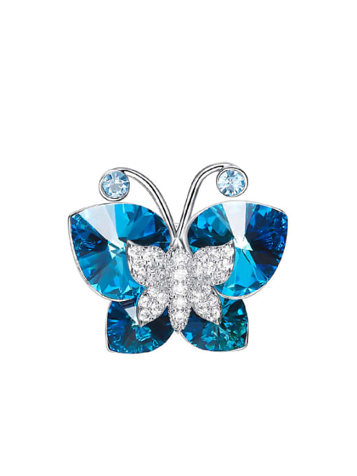 CEIDAI Fashion Butterfly Blue austrian Crystals Brooch 0