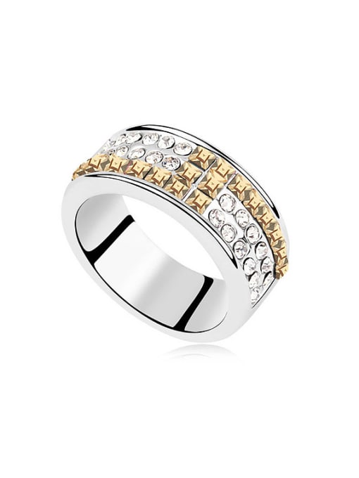 yellow Fashion Tiny austrian Crystals Alloy Platinum Plated Ring