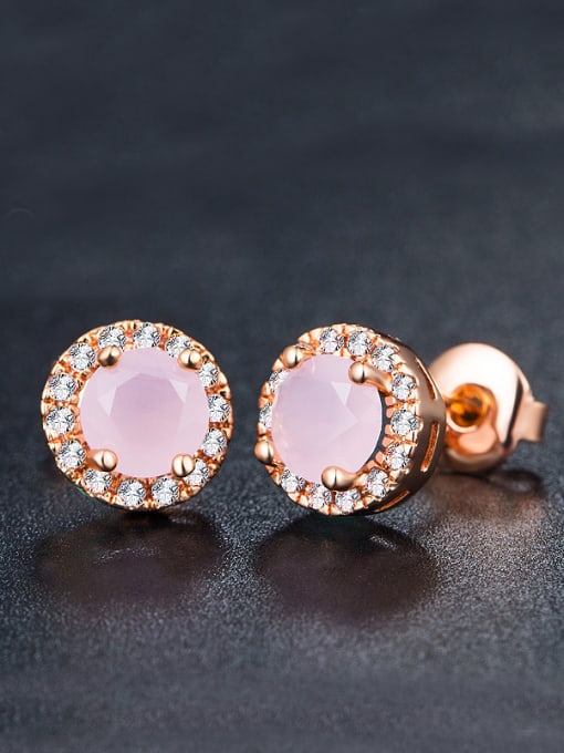 Pink Round Pink Zircon Cluster earring