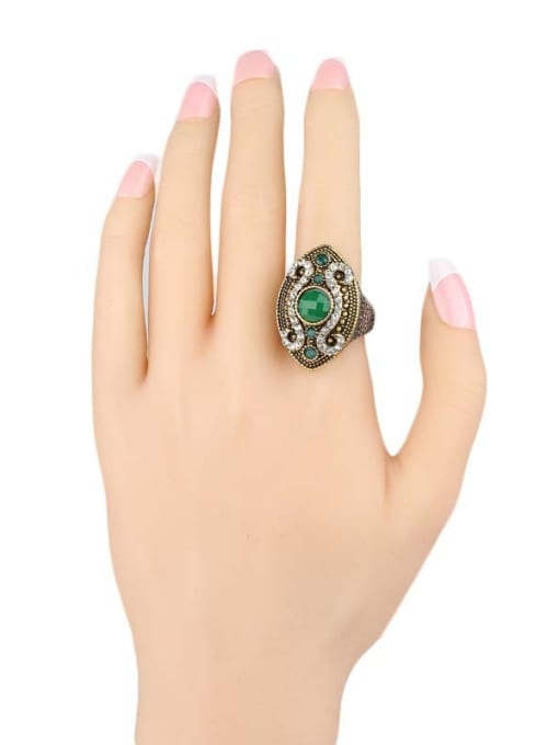 Gujin Retro style Resin stones Crystals Oval Alloy Ring 1
