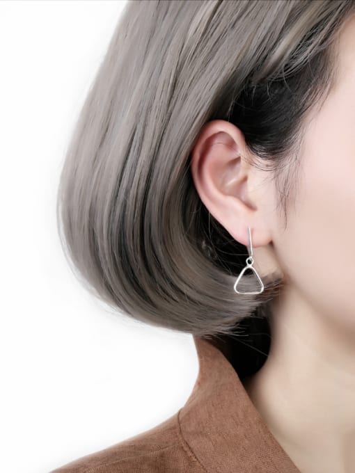 Peng Yuan Fashion Hollow Triangle Silver Earrings 1
