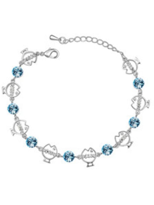 light blue Simple Cubic austrian Crystals Little Fish Alloy Bracelet