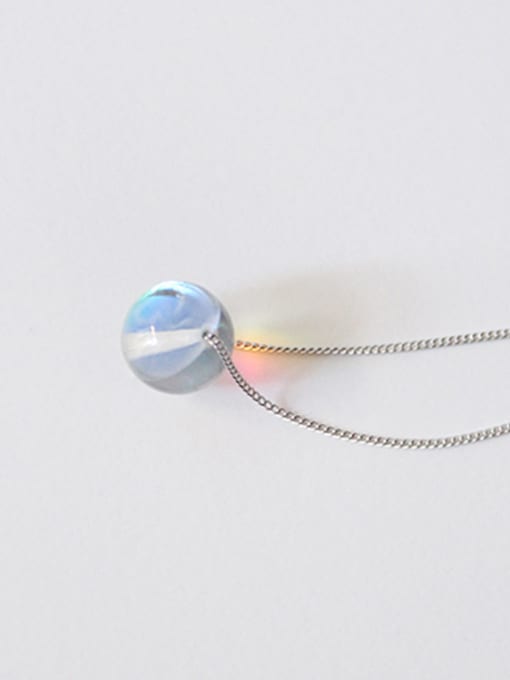 DAKA Simple Clear Crystal Ball Pendant Silver Necklace 0