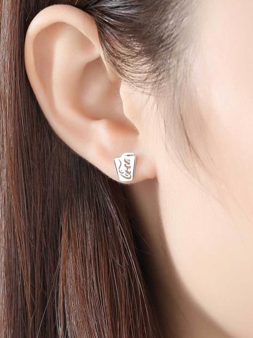 CCUI 925 Sterling Silver With Gold Plated Simplistic Geometric Stud Earrings 2
