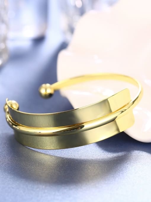 18k Gold Delicate Gold Plated Geometric Open Design Bangle