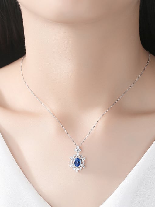 CCUI 925 Sterling Silver With Cubic Zirconia Luxury Flower Necklaces 1