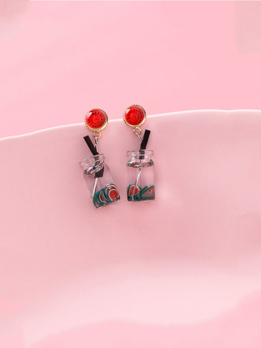 A watermelon Alloy With Platinum Plated Cute Friut  Drinks Drop Earrings