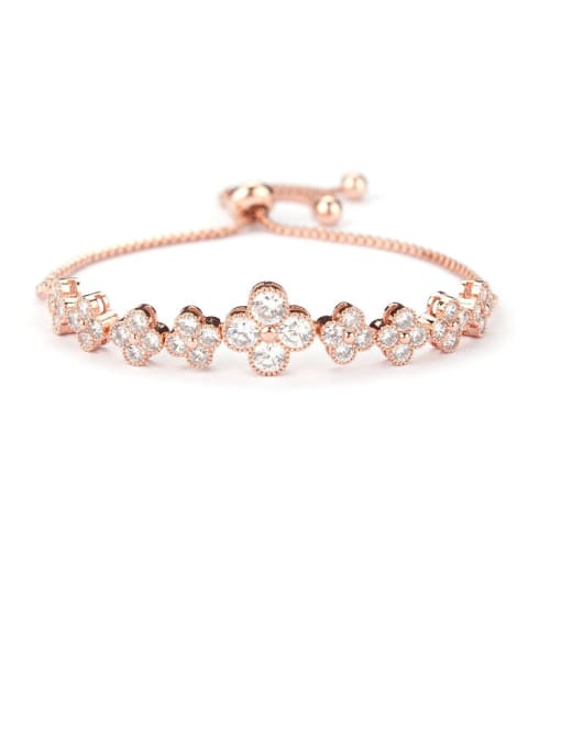 Mo Hai Copper With  Cubic Zirconia  Delicate Flower adjustable Bracelets 2