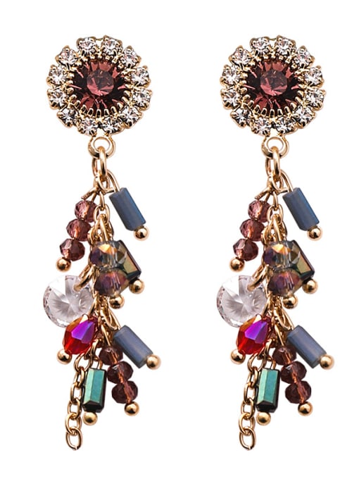 Girlhood Alloy With Rose Gold Plated Ethnic Round Flower Tassel  Drop Earrings 0