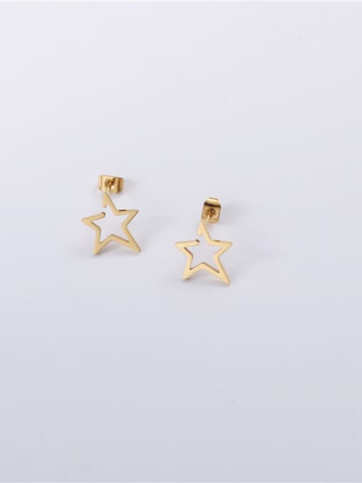 GROSE Titanium With Gold Plated Simplistic Star Stud Earrings 2
