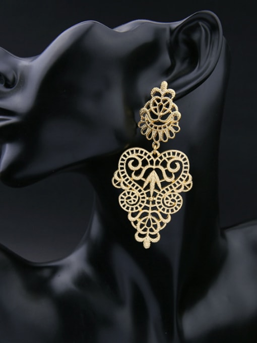 KM Alloy Gold Plated Hollow Flower-Shaped drop earring 2