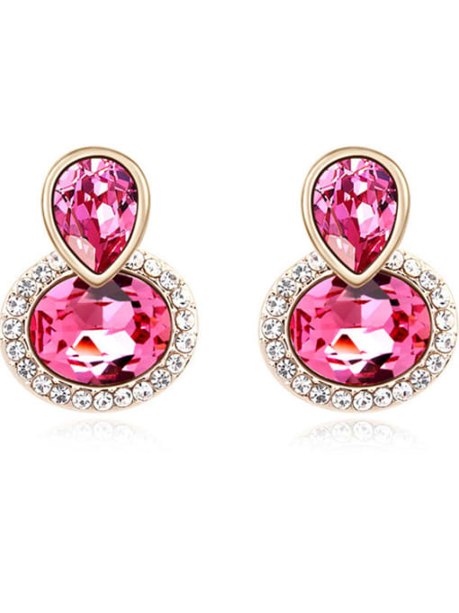 pink Fashion Shiny austrian Crystals-accented Alloy Stud Earrings