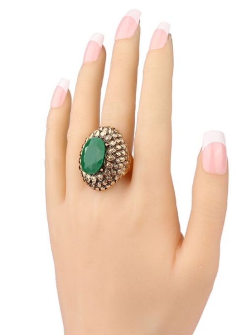 Gujin Retro style Little Leaves Resin stone Alloy Ring 1