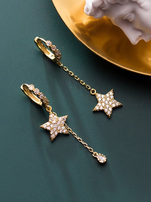 Rosh 925 Sterling Silver With Gold Plated Simplistic Star Clip On Earrings 3