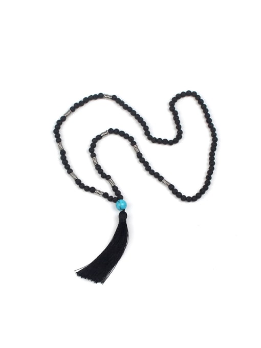 HN1838-A National Style Voicano Stones Tassel Necklace